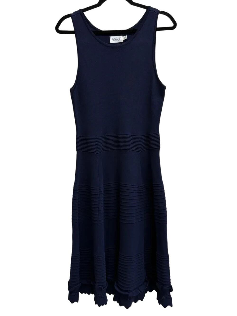 Eliza J Knit Fit and Flare Sleeveless Dress Navy